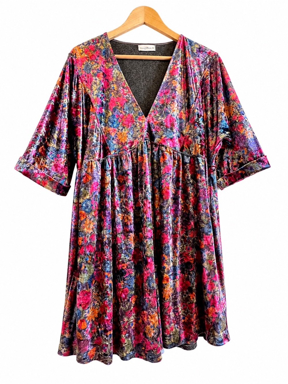 Natural Life Burn Velvet Carly Dress floral  relaxed babydoll empire boho size M - Picture 3 of 11